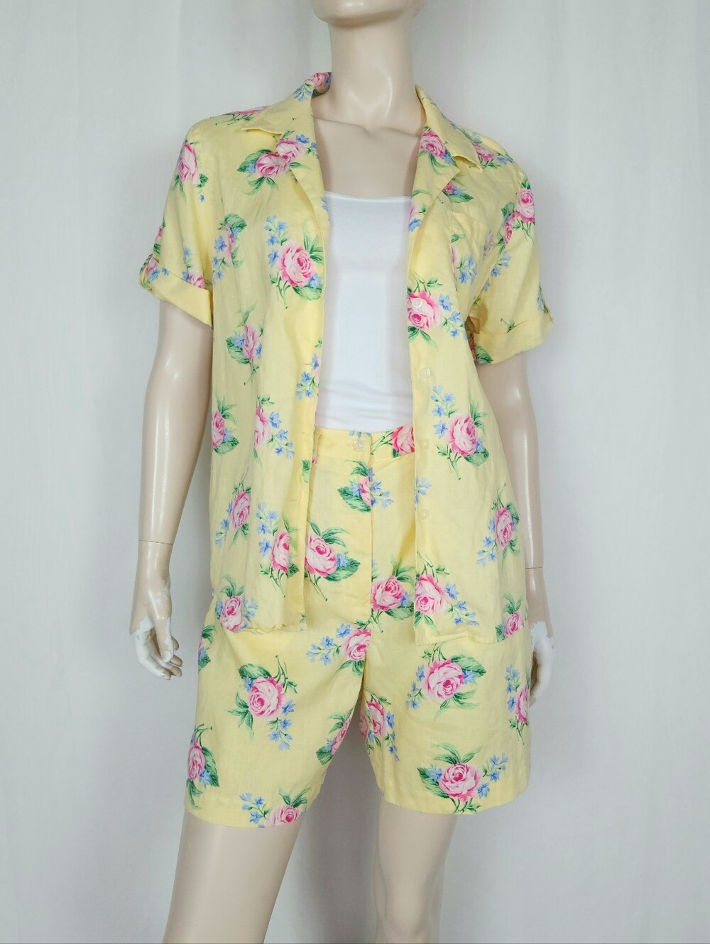 Vtg Lauren Ralph Lauren 2pc 100% linen top & shorts set M 8